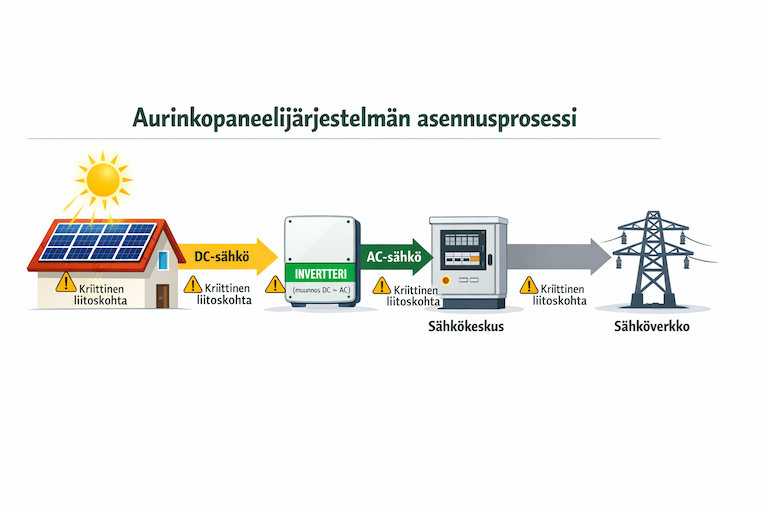 aurinkopaneeli asennus prosessi Solarum Suomi Oy