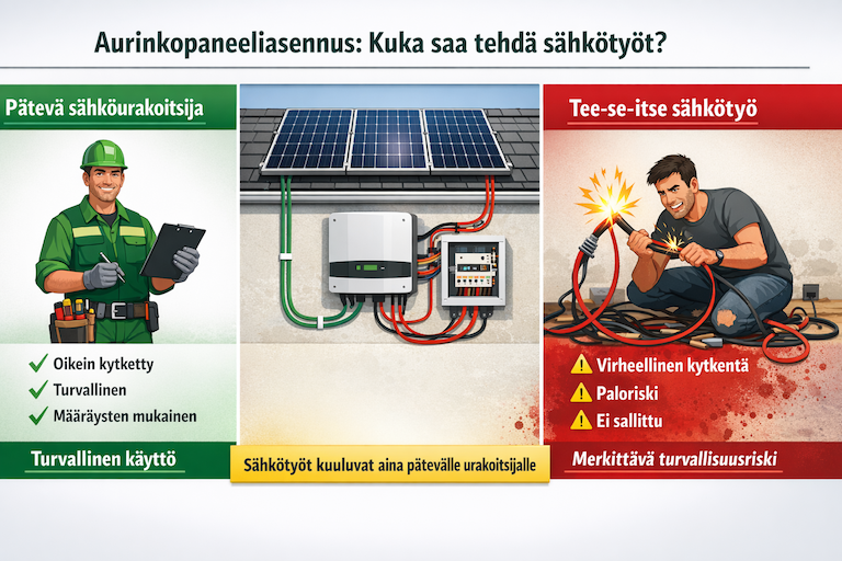 aurinkopaneeli asennus sähkötyöt pätevyys Solarum Suomi Oy