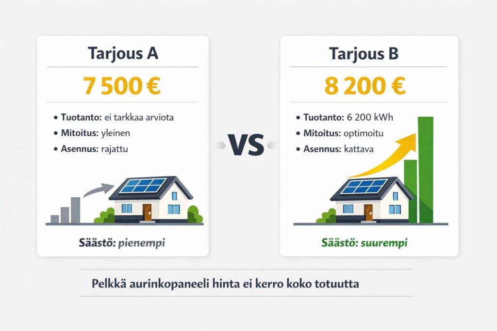 aurinkopaneeli hinta vertailu tuotannon ja takaisinmaksun perusteella - Solarum Suomi Oy