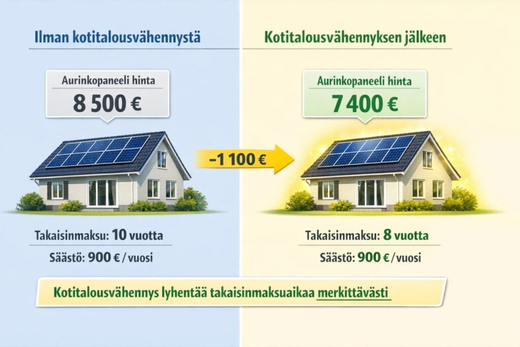 aurinkopaneeli hinta kotitalousvähennyksen jälkeen Suomessa - Solarum Suomi OY