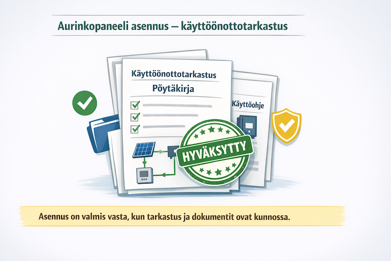 aurinkopaneeli asennus tarkistuslista ennen tilausta Solarum Suomi Oy
